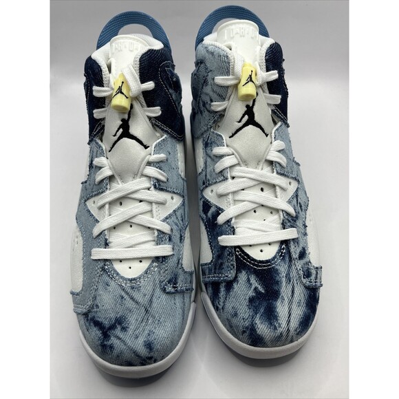 AIR JORDAN 6 RETRO(GS) Washed Denim WHITE / DUTCH BLUE-CITRON DM9045-100 5.5Y